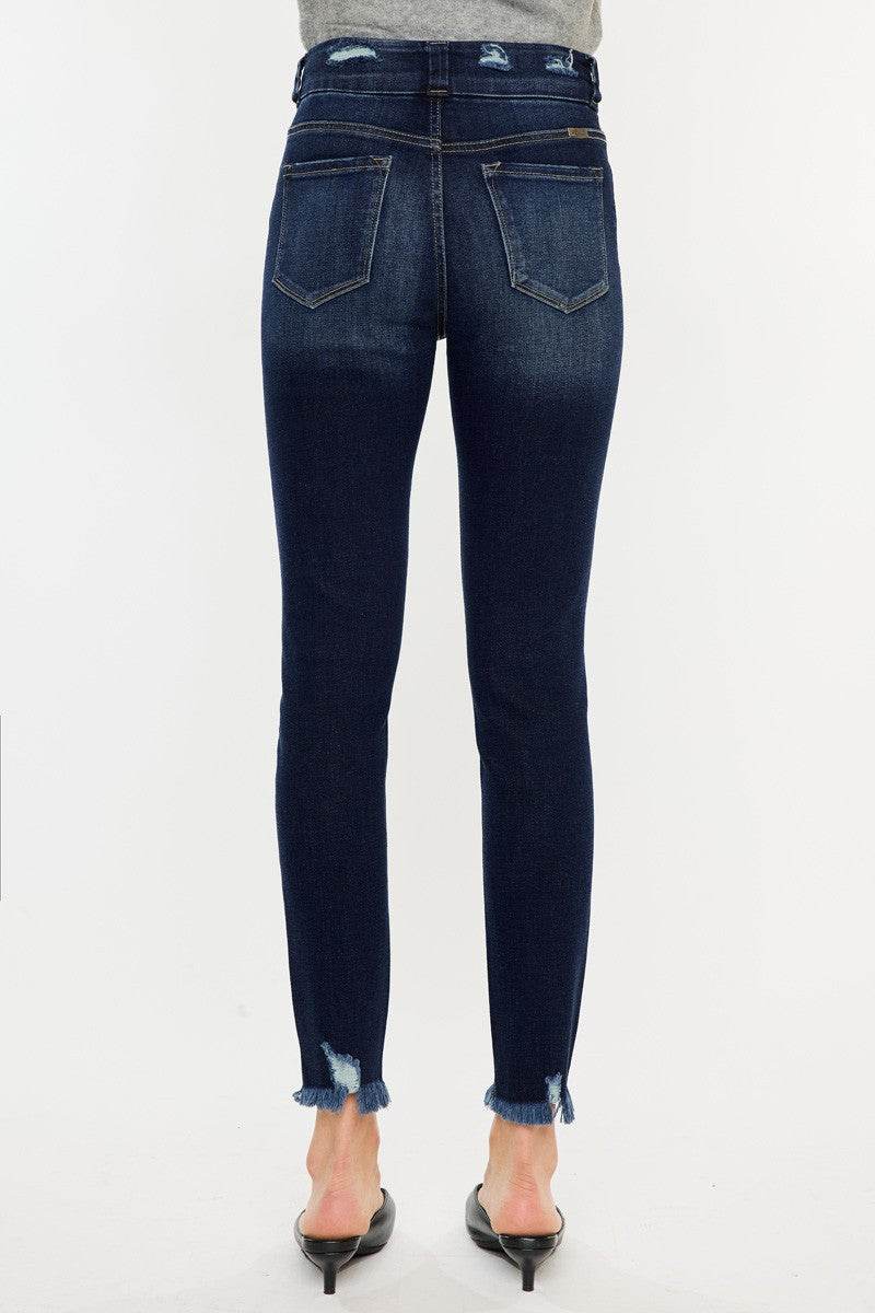 Kancan Full Size Cat's Whiskers Raw Hem High Waist Jeans - DaTrendStore.Com