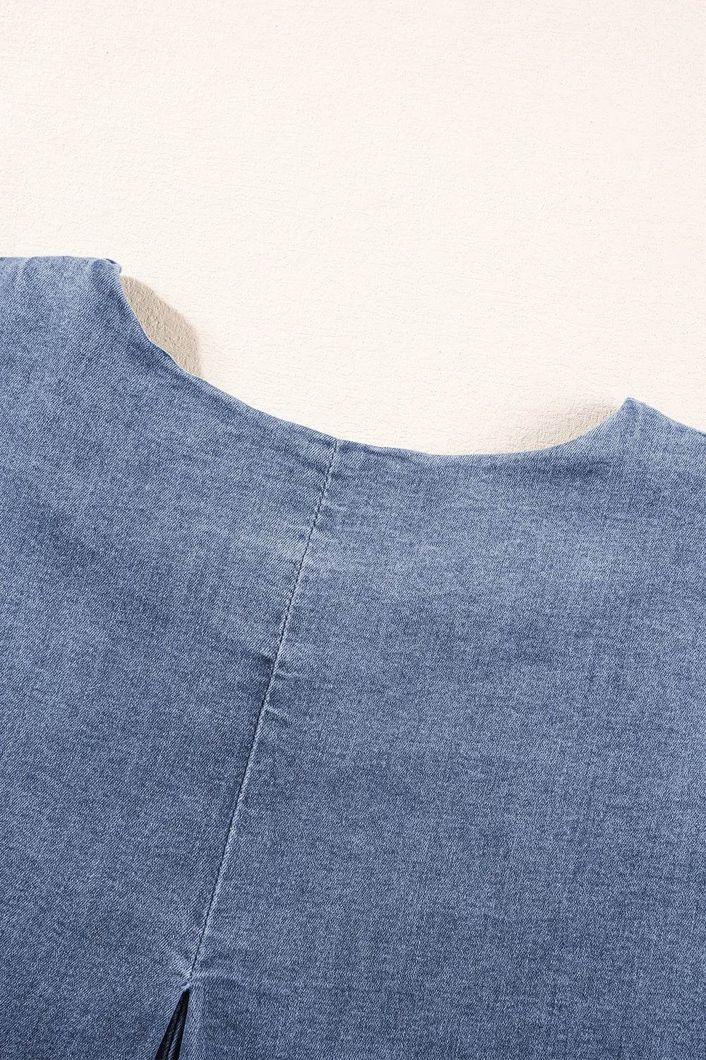 Round Neck Short Sleeve Top and Shorts Denim Set - DaTrendStore.Com