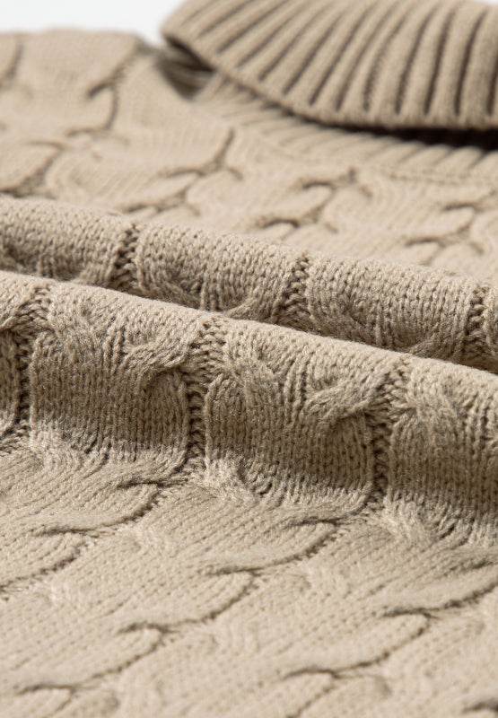 Cable Knit Turtleneck Short Sleeve Sweater - DaTrendStore.Com