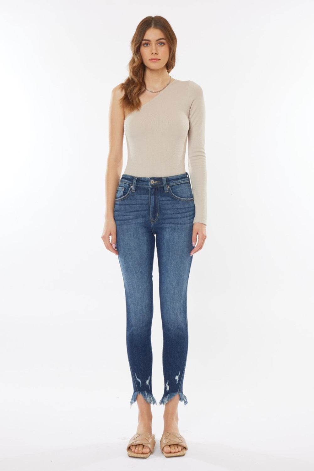 Kancan Raw Hem High Waist Cropped Jeans - DaTrendStore.Com