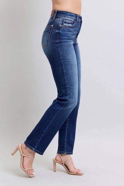 Judy Blue Full Size Washed Straight Leg Jeans with Pockets - DaTrendStore.Com