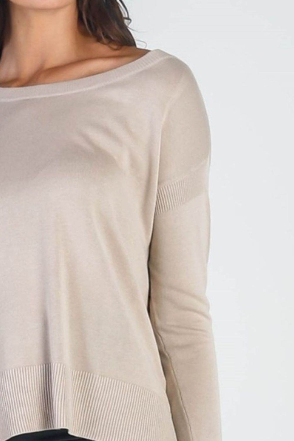 UNIQ Cold Shoulder Long Sleeve Knit Top - DaTrendStore.Com