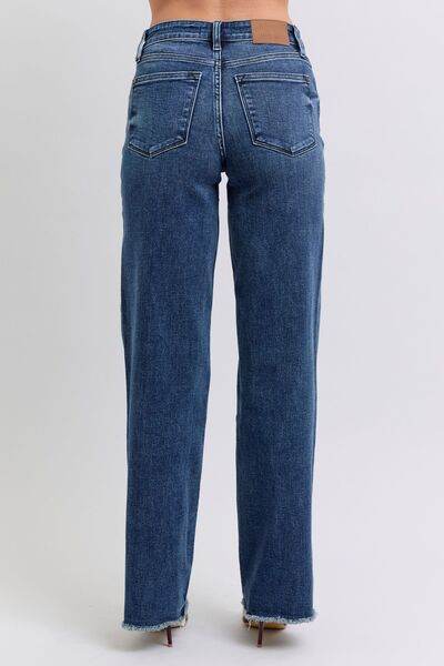 Judy Blue Full Size Raw Hem Mid Rise Jeans - DaTrendStore.Com