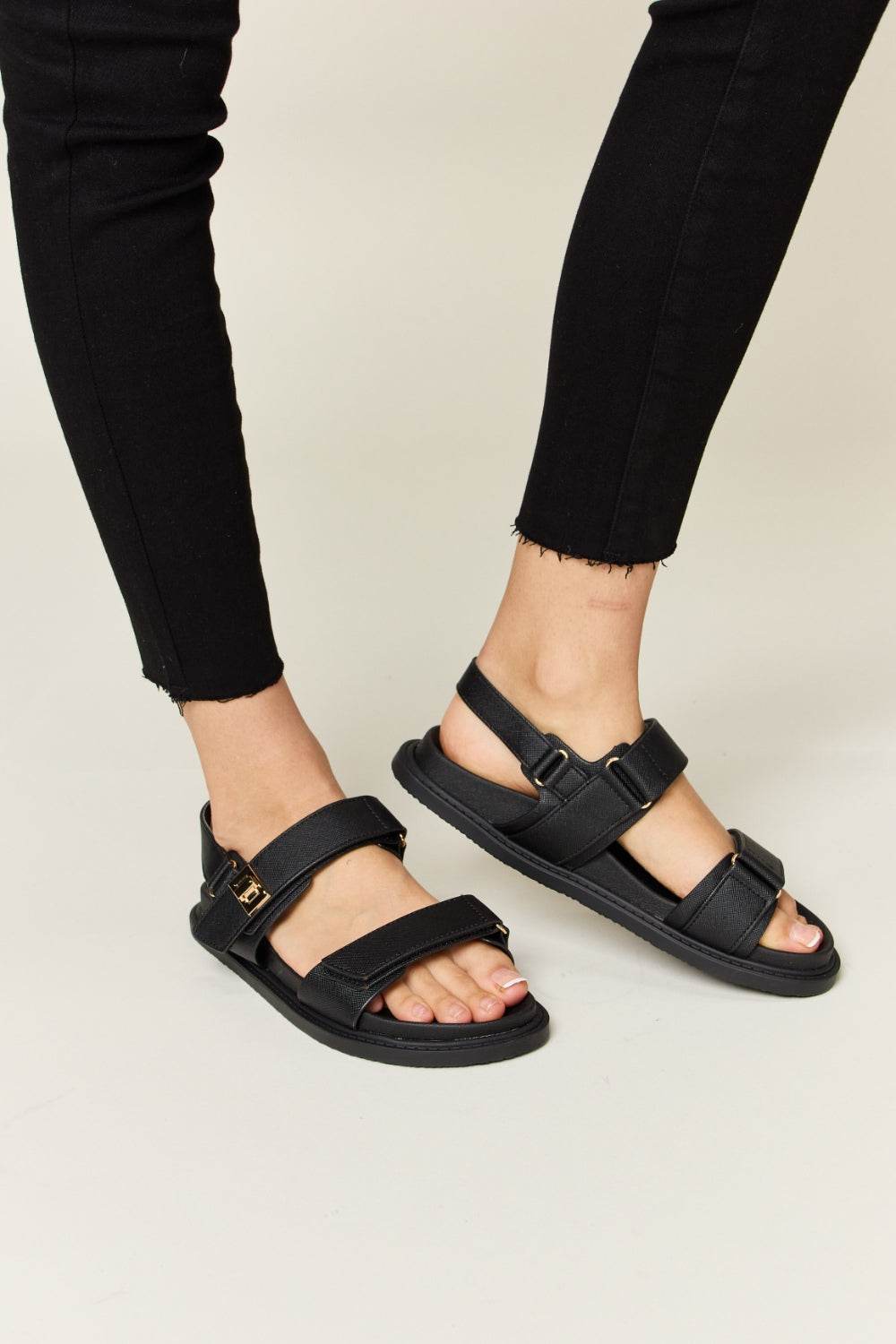 WILD DIVA Velcro Double Strap Slingback Sandals - DaTrendStore.Com