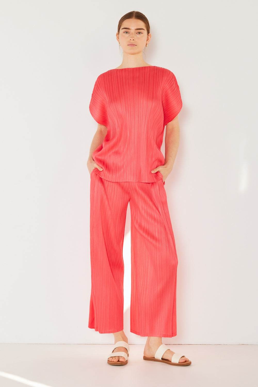 Marina West Swim Pleated Wide-Leg Pants with Side Pleat Detail - DaTrendStore.Com