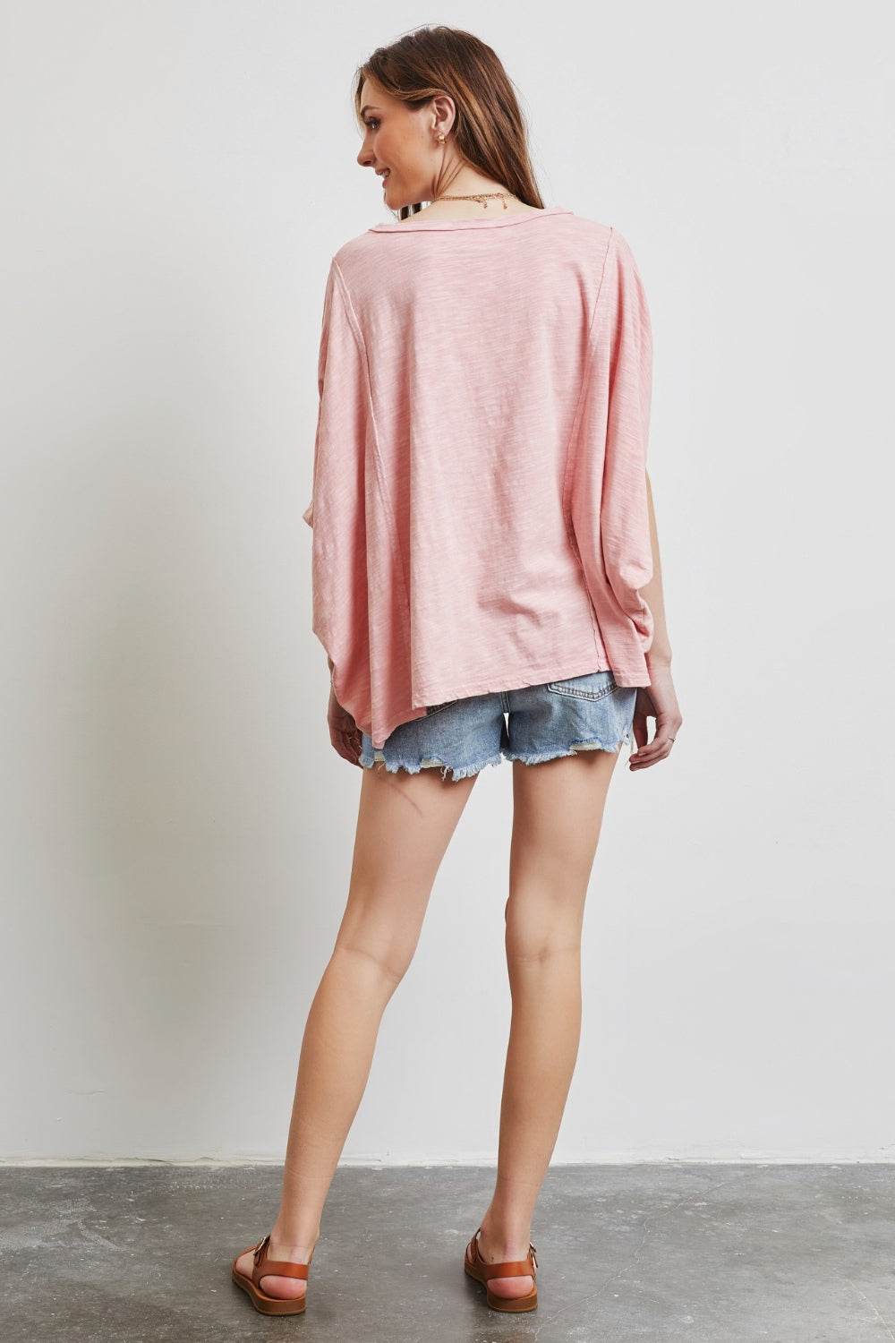 HEYSON Full Size Garment-Dyed Boat Neck Oversized Top - DaTrendStore.Com