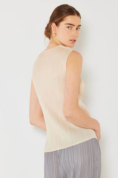 Marina West Swim Pleated Sleeveless Crewneck Tank - DaTrendStore.Com