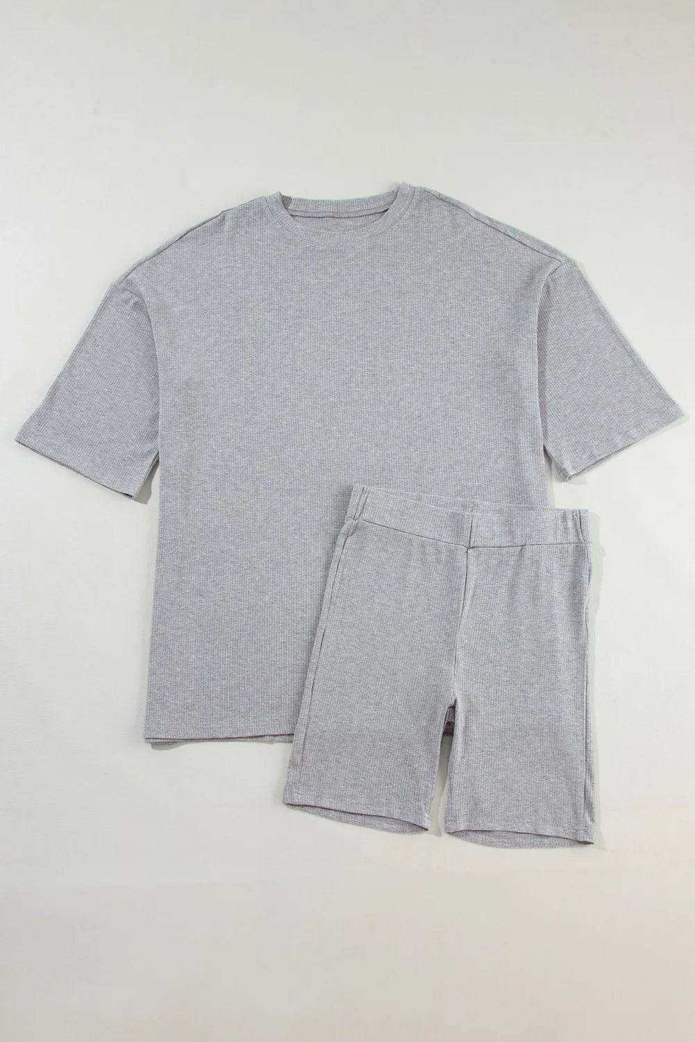 Slit Round Neck Top and Shorts Set - DaTrendStore.Com