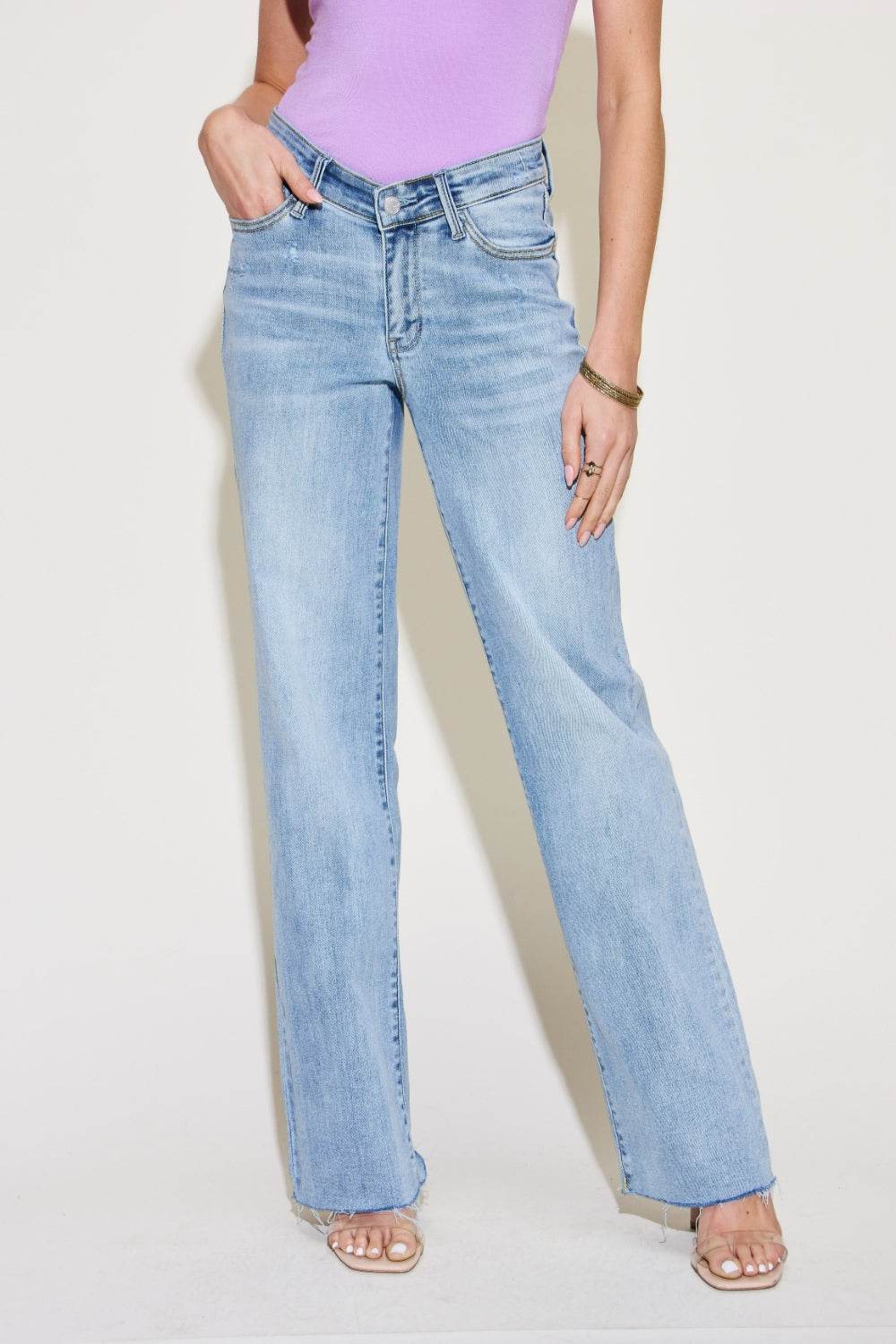 Judy Blue Full Size V Front Waistband Straight Jeans - DaTrendStore.Com