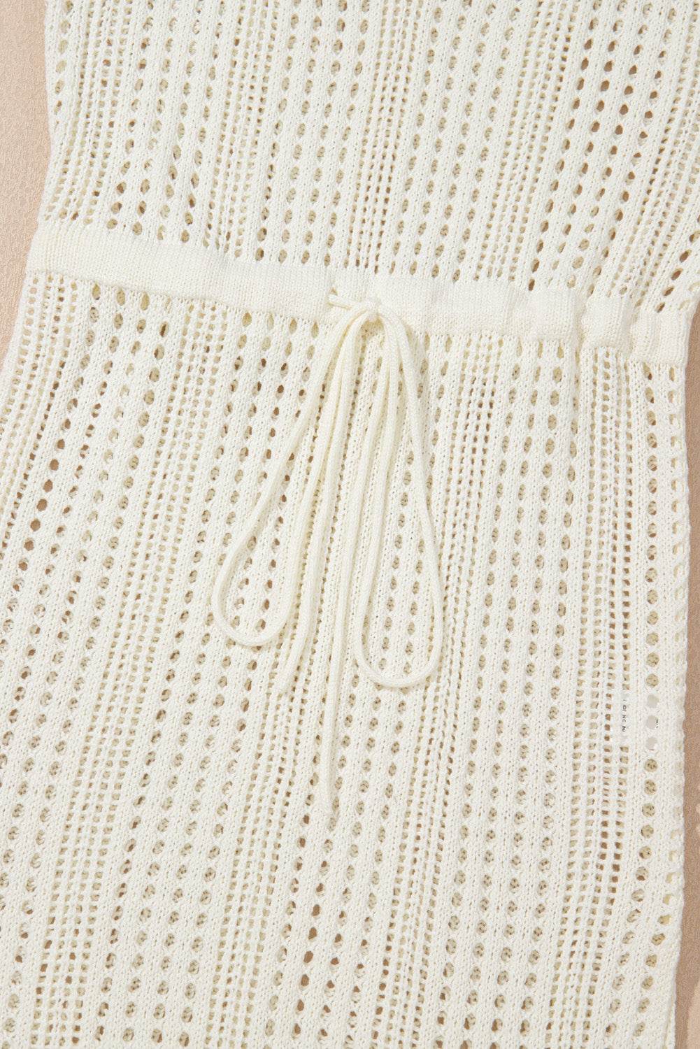 Side Slit Drawstring V-Neck Knit Cover Up Dress - DaTrendStore.Com