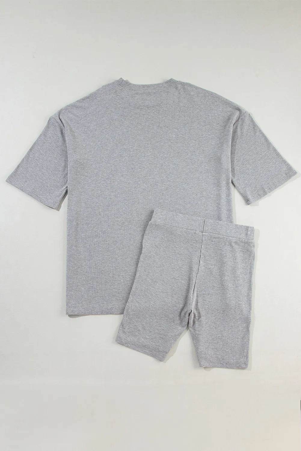 Slit Round Neck Top and Shorts Set - DaTrendStore.Com