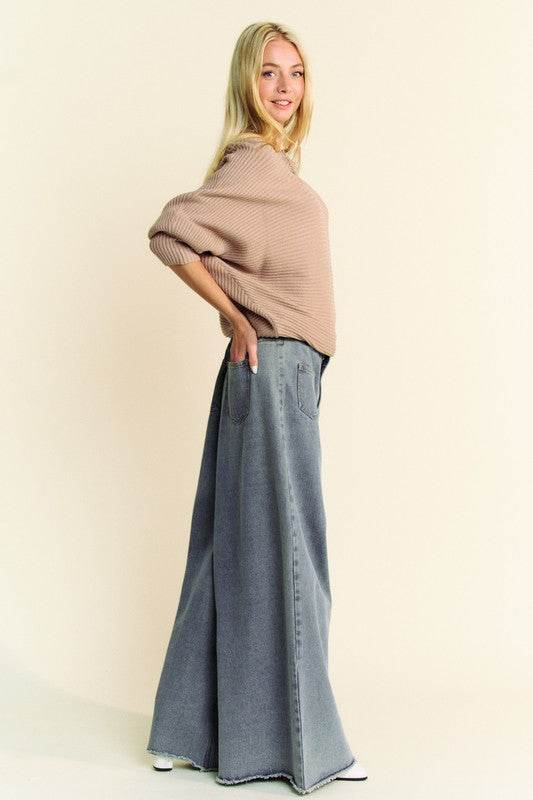 Davi & Dani Round Neck Batwing Sleeve Sweater - DaTrendStore.Com