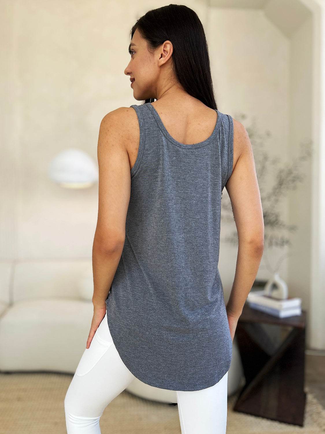 Basic Bae Full Size Round Neck Curved Hem Tank - DaTrendStore.Com