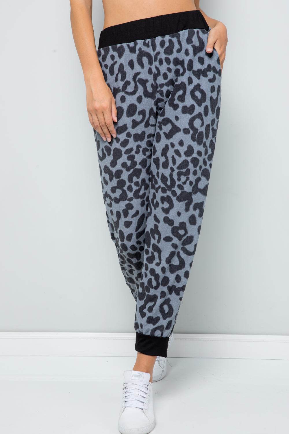 Celeste Full Size Leopard Contrast Sweatpants - DaTrendStore.Com