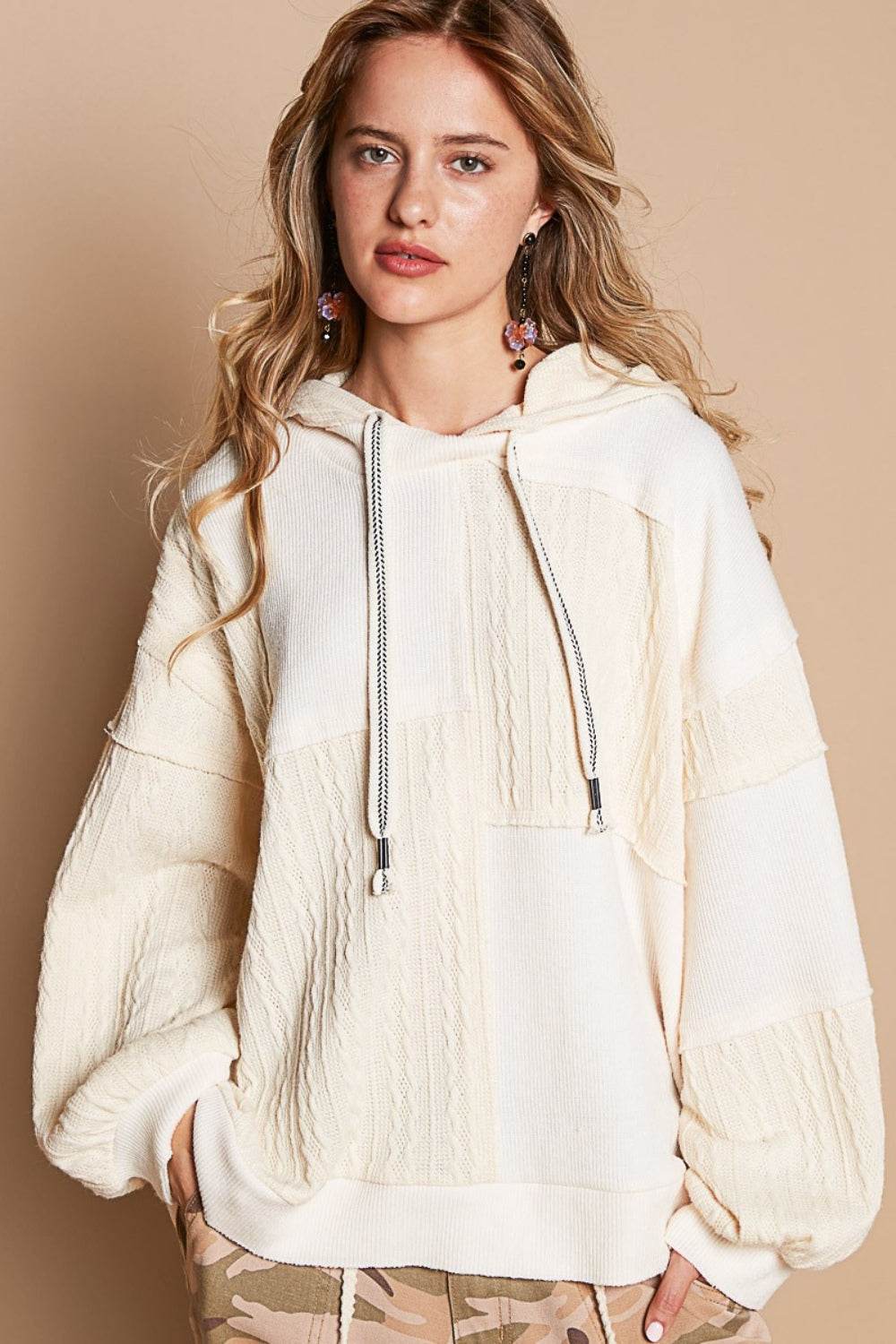 POL Exposed Seam Hooded Knit Top - DaTrendStore.Com