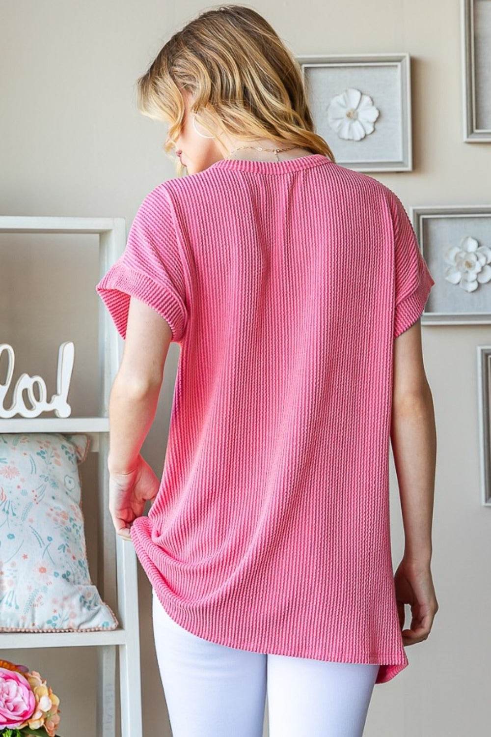Heimish Full Size USA Graphic Short Sleeve Ribbed Top - DaTrendStore.Com