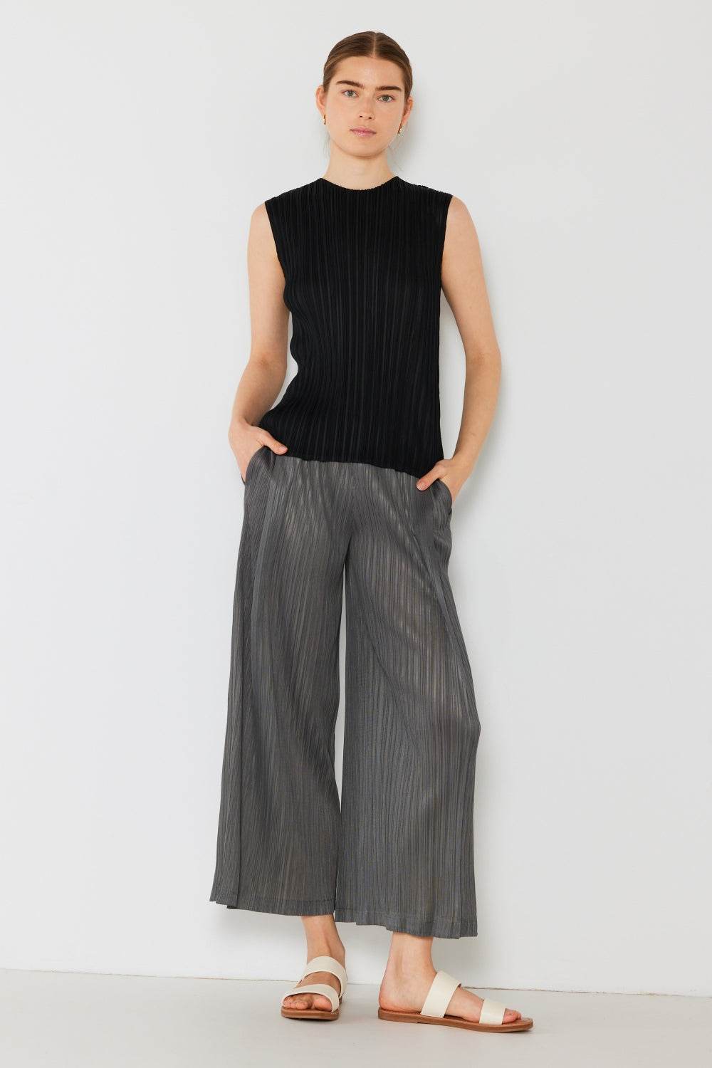Marina West Swim Pleated Wide-Leg Pants with Side Pleat Detail - DaTrendStore.Com