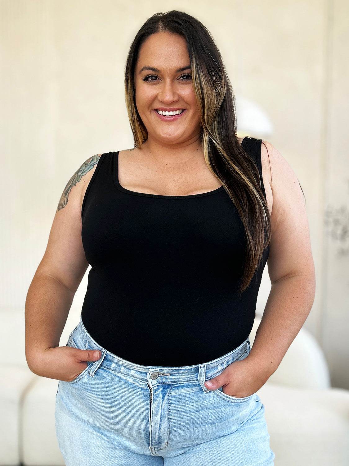 Basic Bae Full Size Square Neck Sleeveless Bodysuit - DaTrendStore.Com