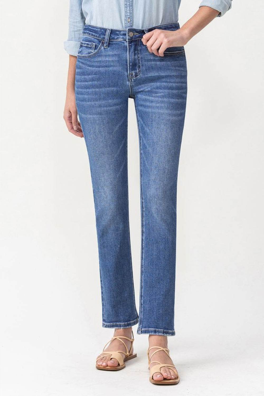 Lovervet Full Size Maggie Midrise Slim Ankle Straight Jeans - DaTrendStore.Com