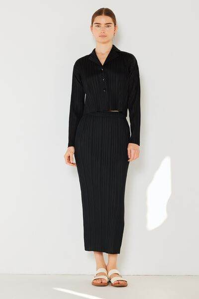 Marina West Swim Pleated Cropped Button Up Shirt - DaTrendStore.Com