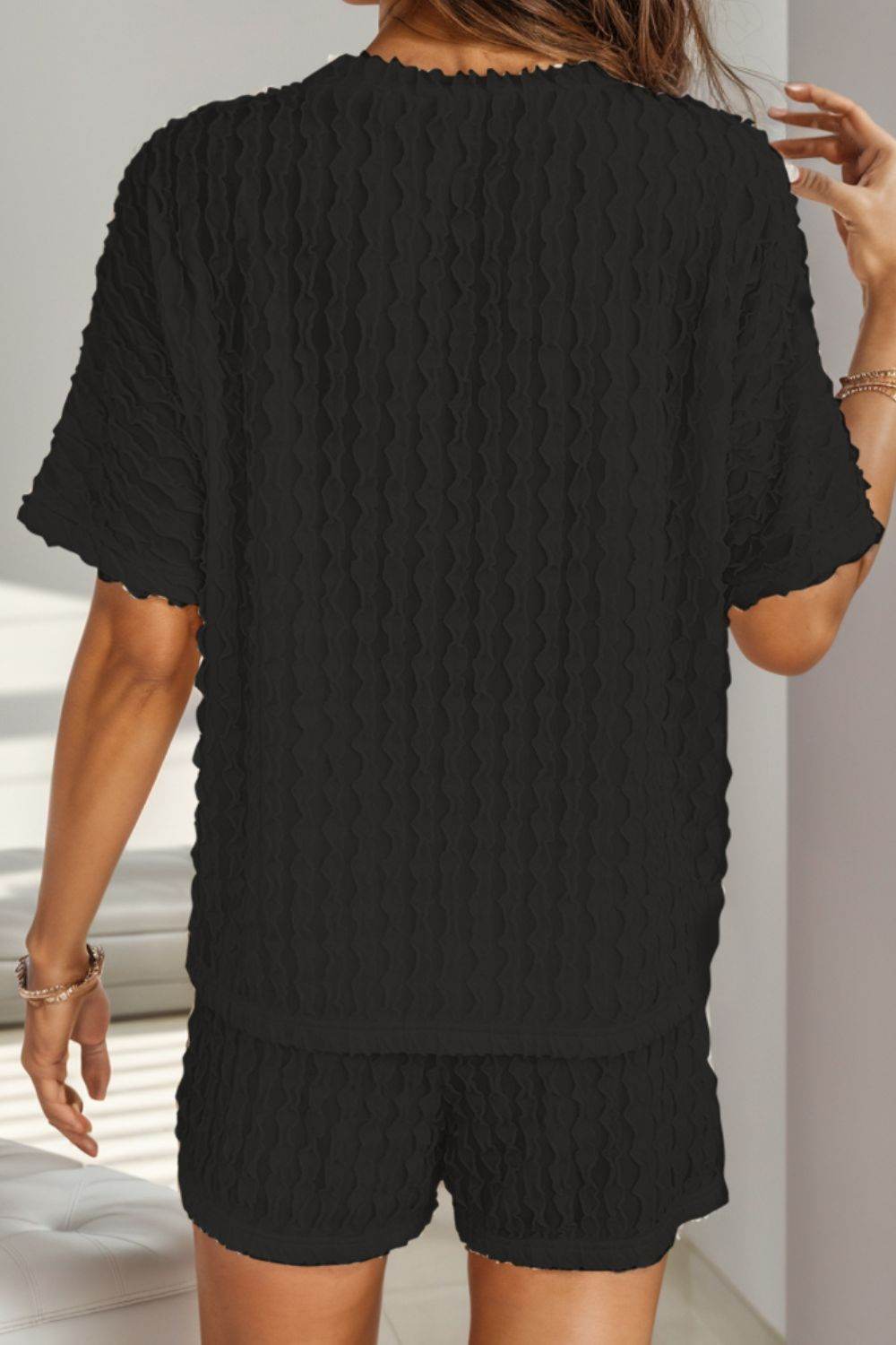Round Neck Short Sleeve T-Shirt and Shorts Set - DaTrendStore.Com