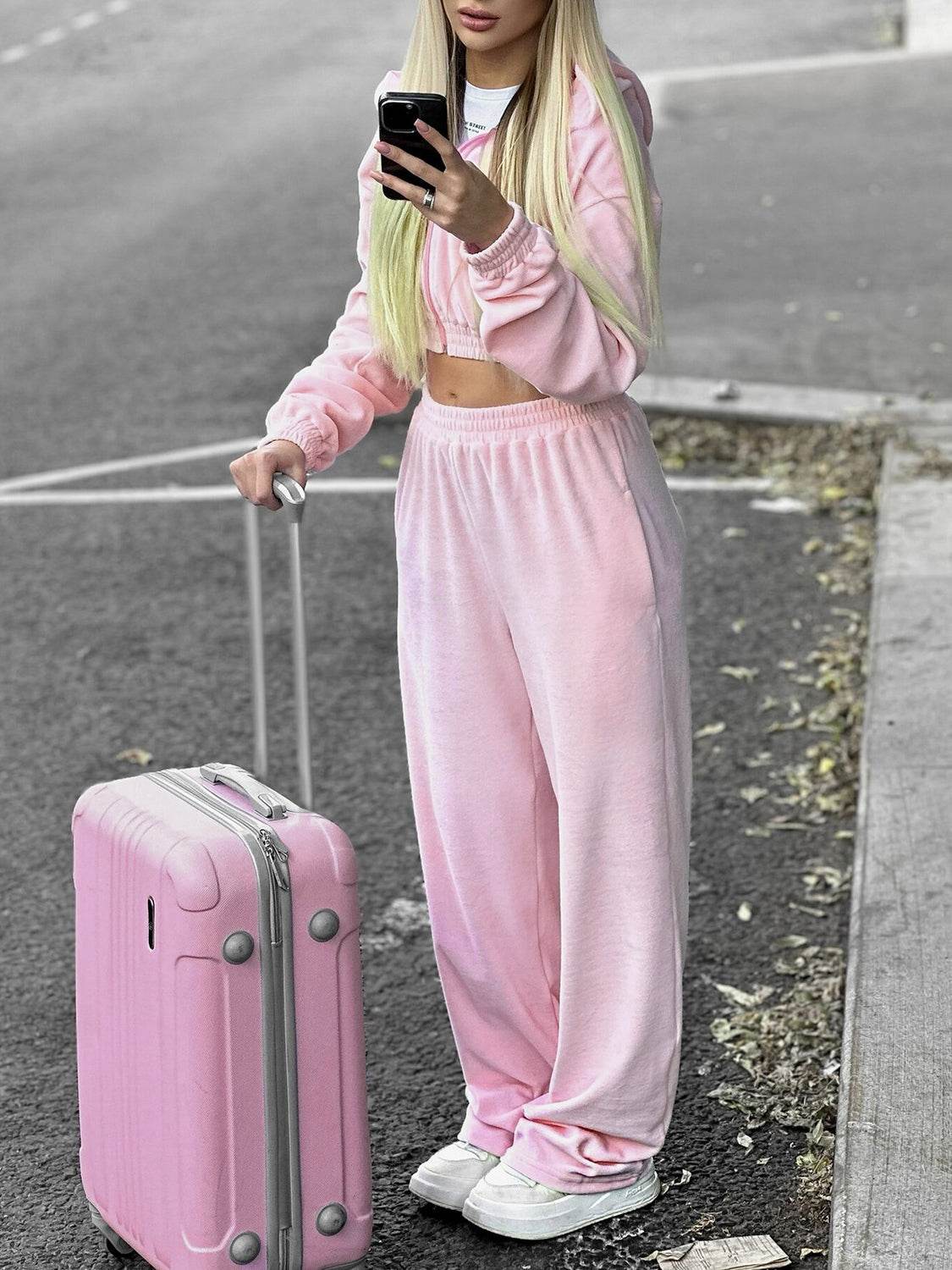 Zip Up Hoodie and Pocketed Pants Set - DaTrendStore.Com