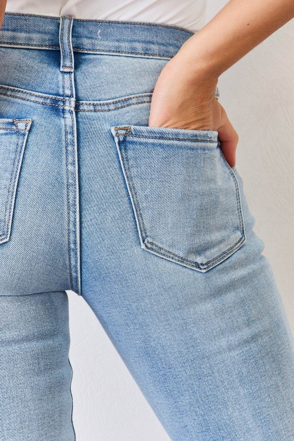 Kancan Full Size Mid Rise Y2K Slit Bootcut Jeans - DaTrendStore.Com