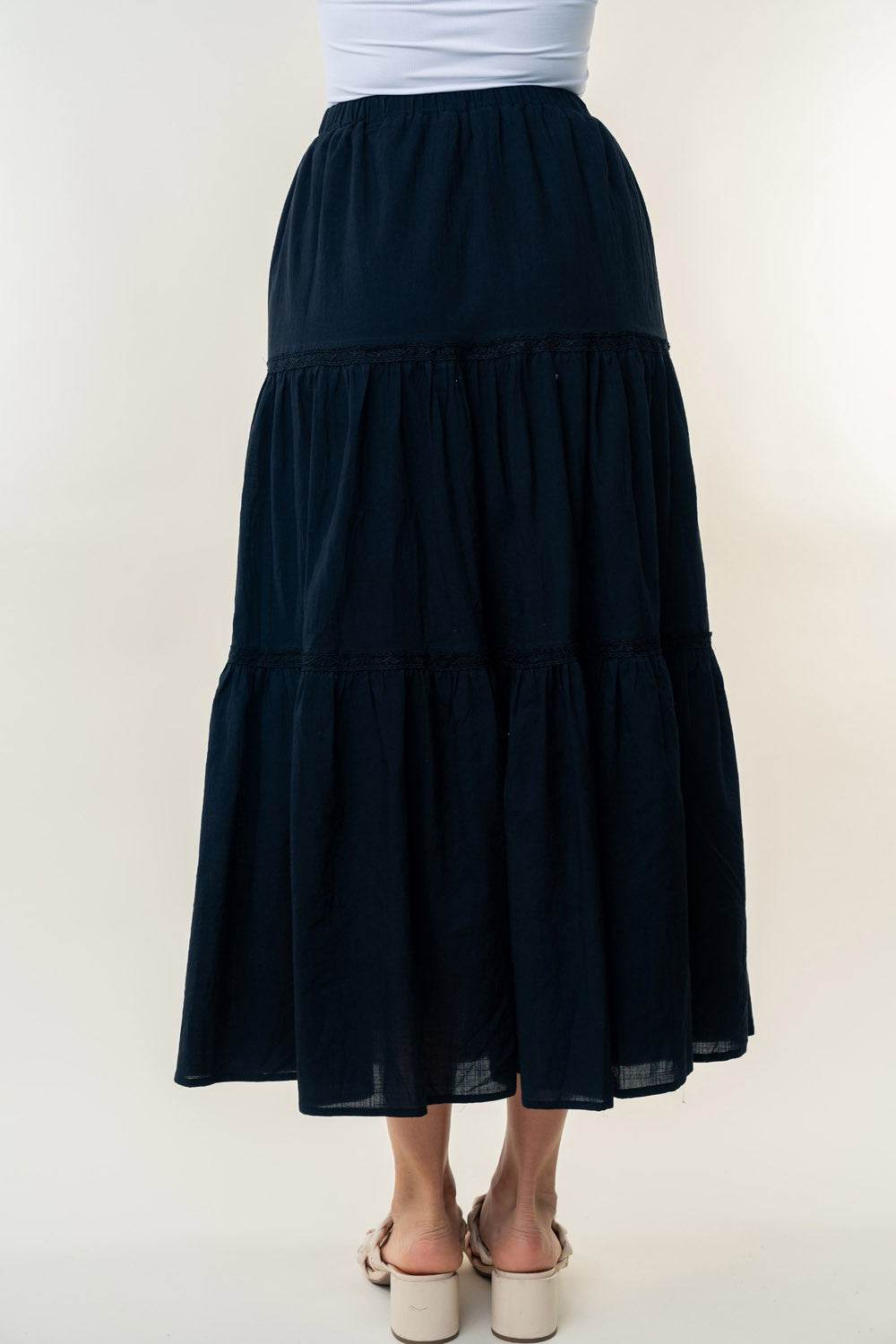 White Birch High Waisted Tiered Maxi Skirt - DaTrendStore.Com