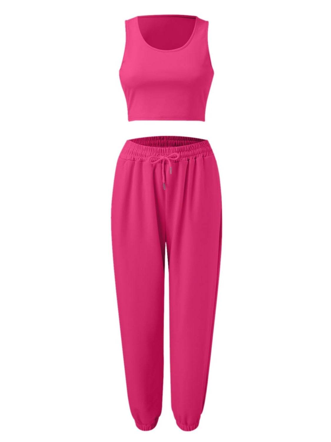 Wide Strap Top and Drawstring Joggers Set - DaTrendStore.Com
