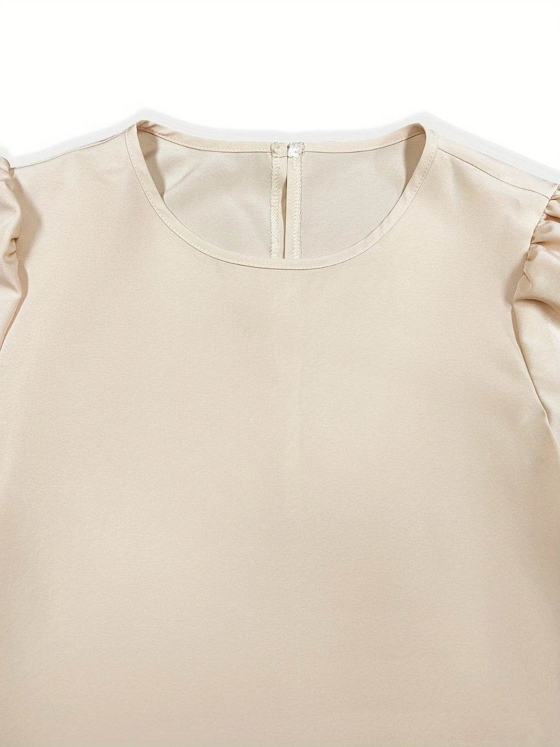 Round Neck Short Sleeve Top and Tied Pants Set - DaTrendStore.Com