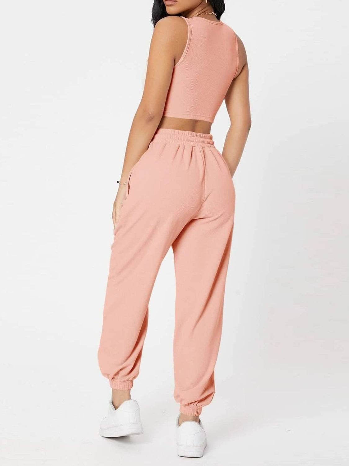 Wide Strap Top and Drawstring Joggers Set - DaTrendStore.Com