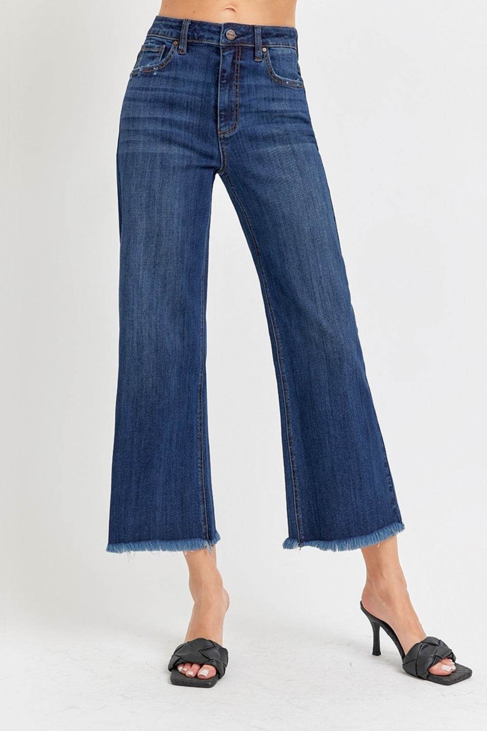 RISEN Full Size Raw Hem Cropped Wide Leg Jeans - DaTrendStore.Com