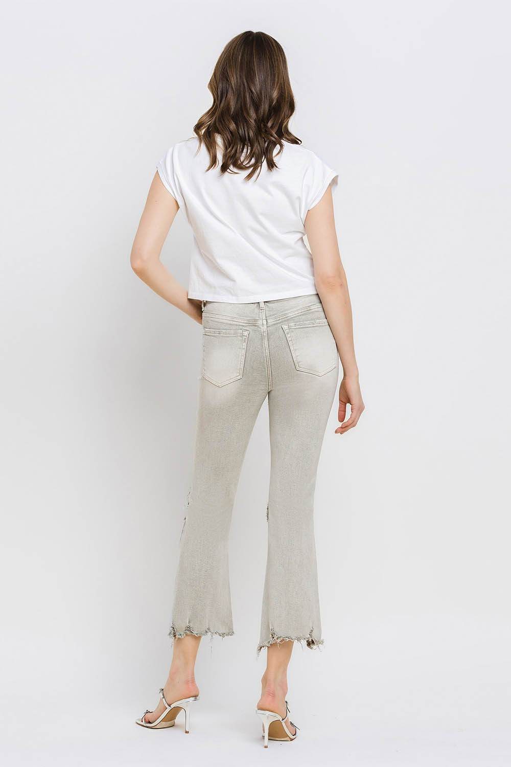 Lovervet Distressed Raw Hem Cropped Flare Jeans - DaTrendStore.Com