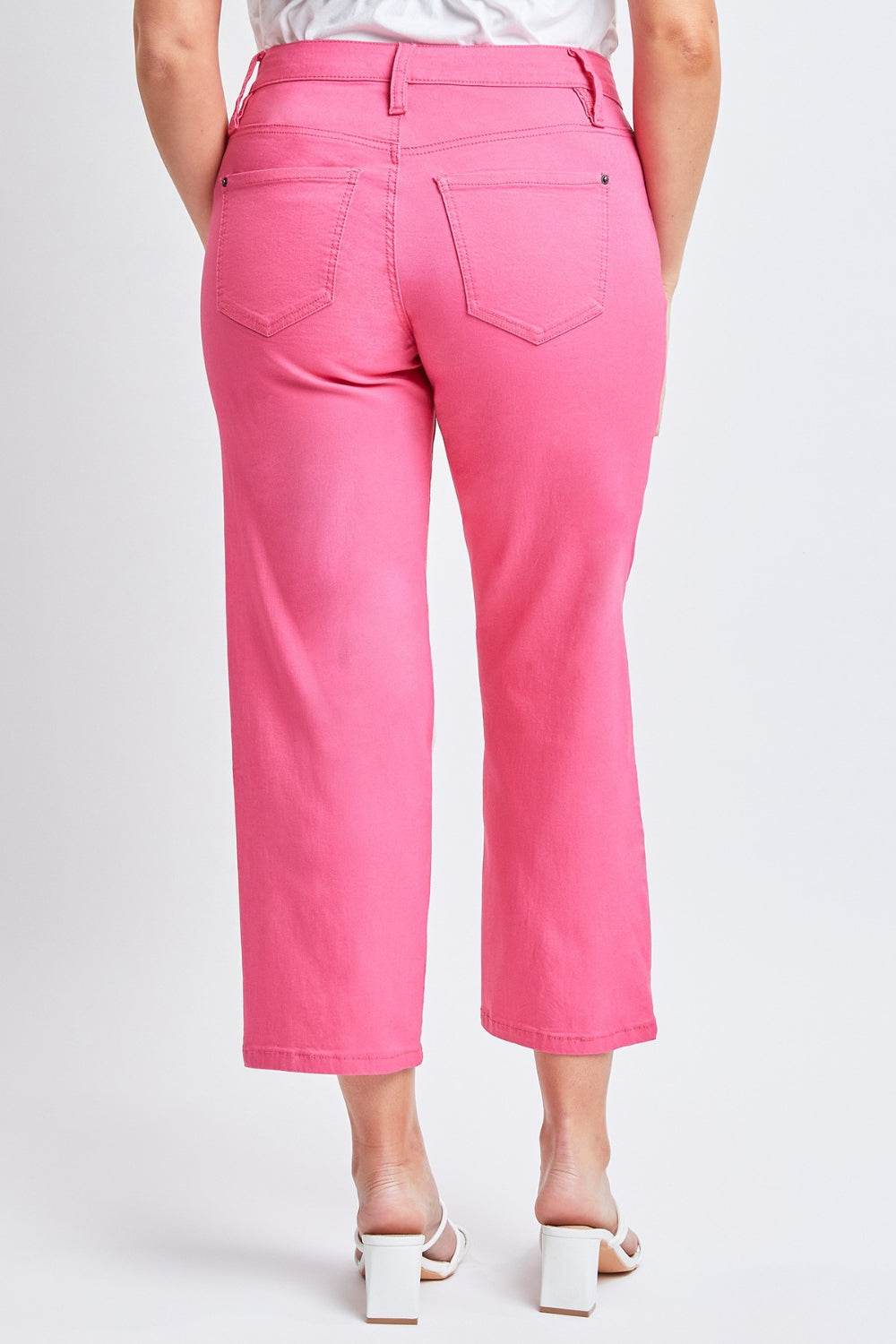 YMI Jeanswear Full Size Mid-Rise Hyperstretch Cropped Straight Pants - DaTrendStore.Com