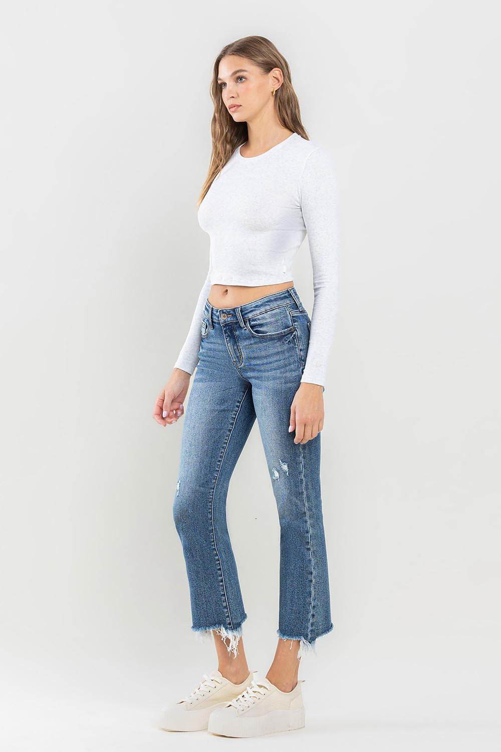 Lovervet Mid Rise Frayed Hem Jeans - DaTrendStore.Com