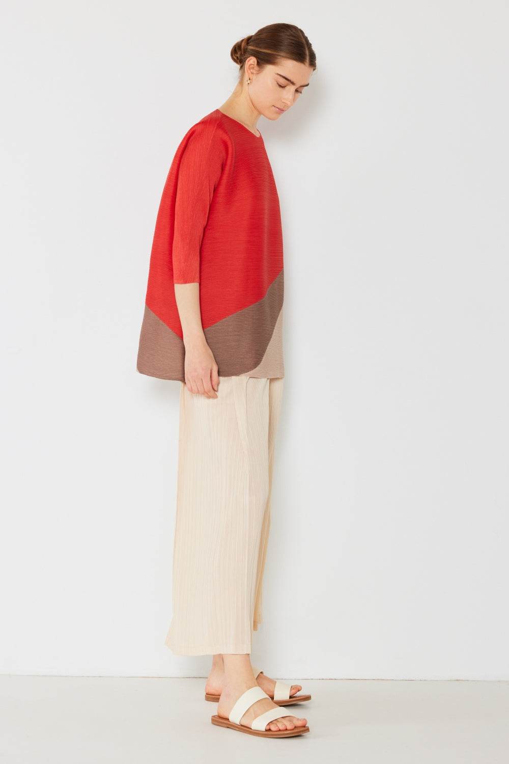 Marina West Swim Pleated Horizontal Rib Color Block Top - DaTrendStore.Com