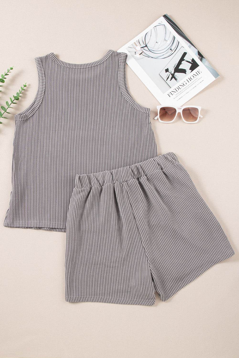 Round Neck Sleeveless Top and Shorts Set - DaTrendStore.Com