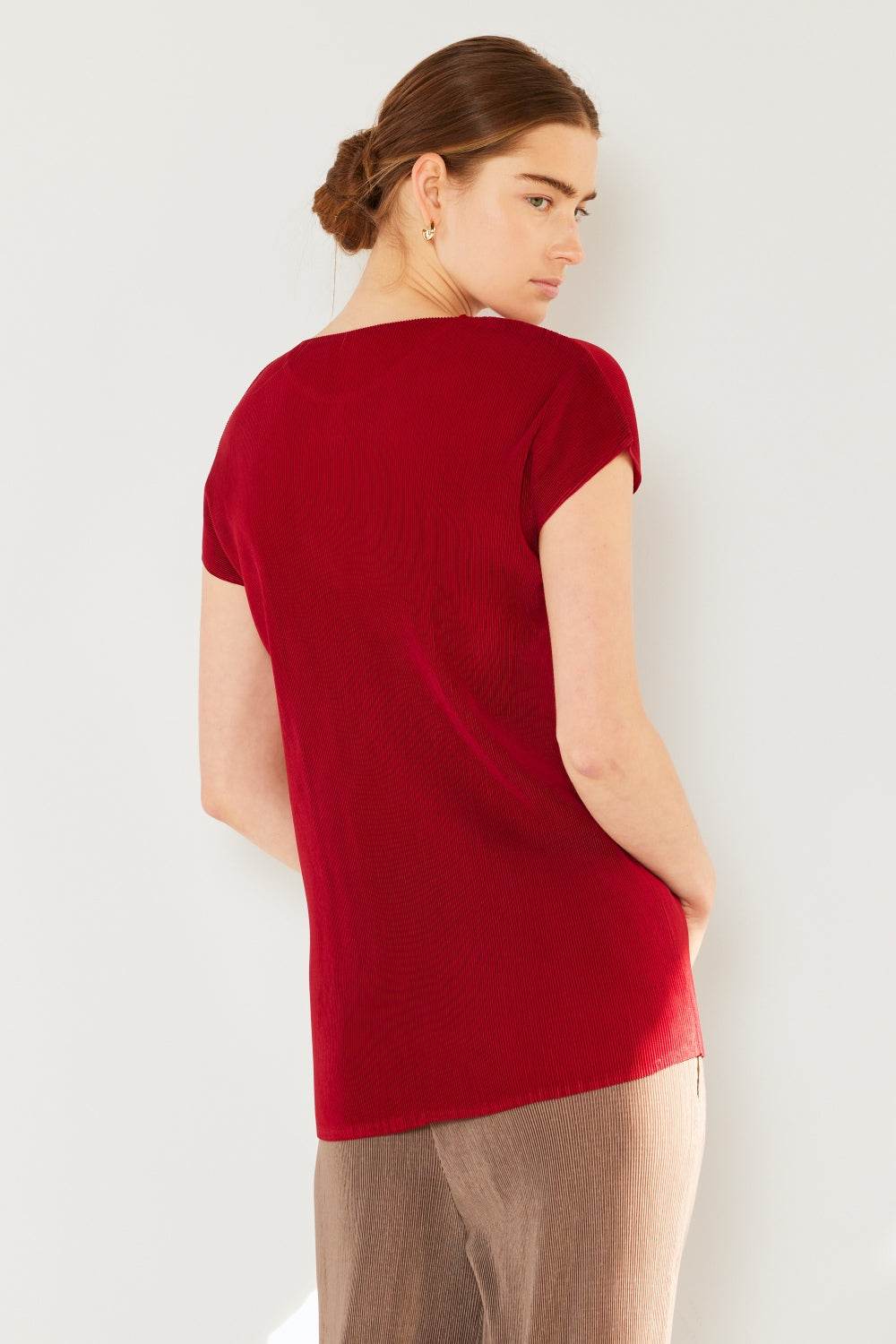 Marina West Swim Rib Pleated Cap Sleeve Top - DaTrendStore.Com