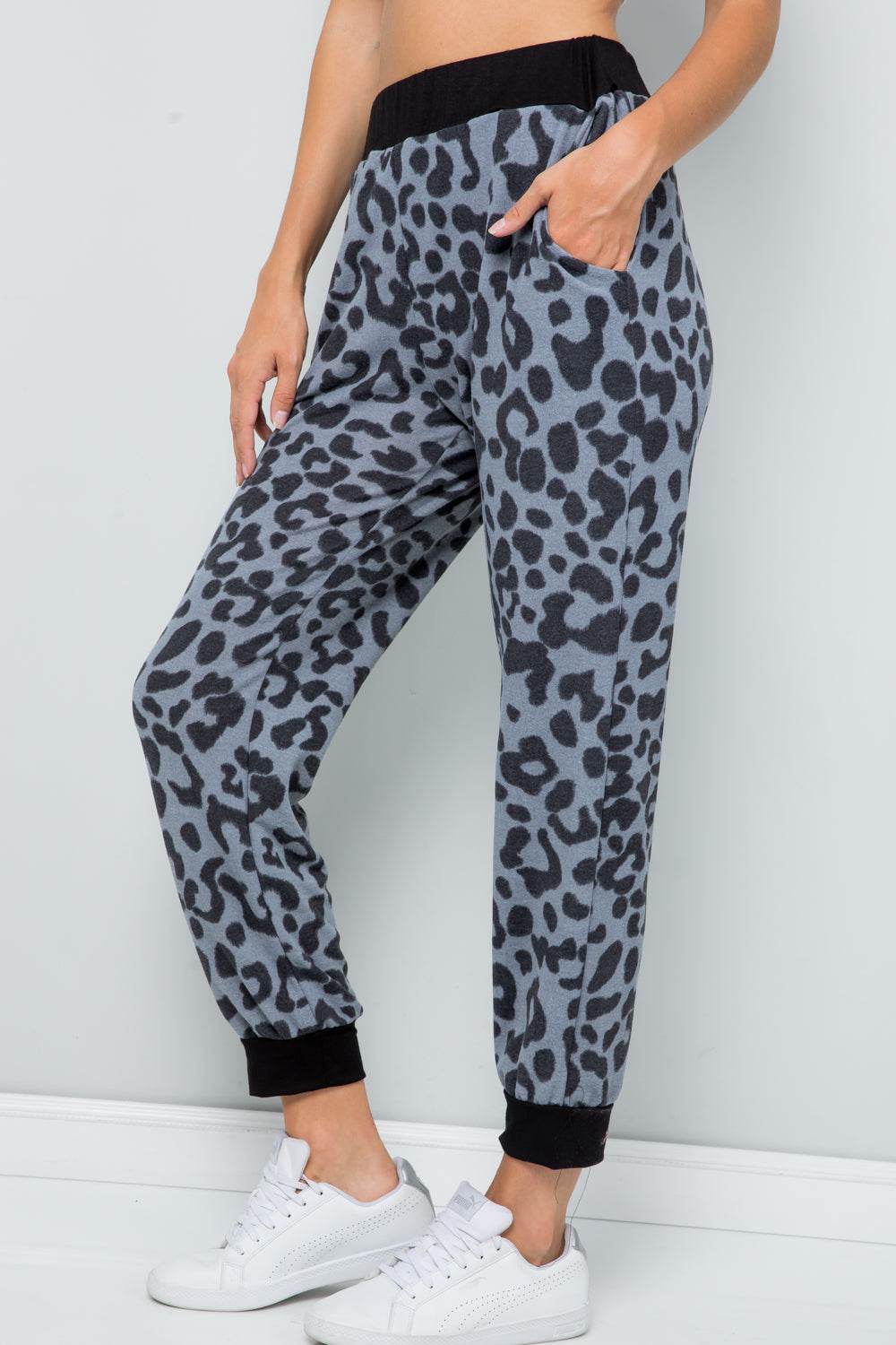 Celeste Full Size Leopard Contrast Sweatpants - DaTrendStore.Com