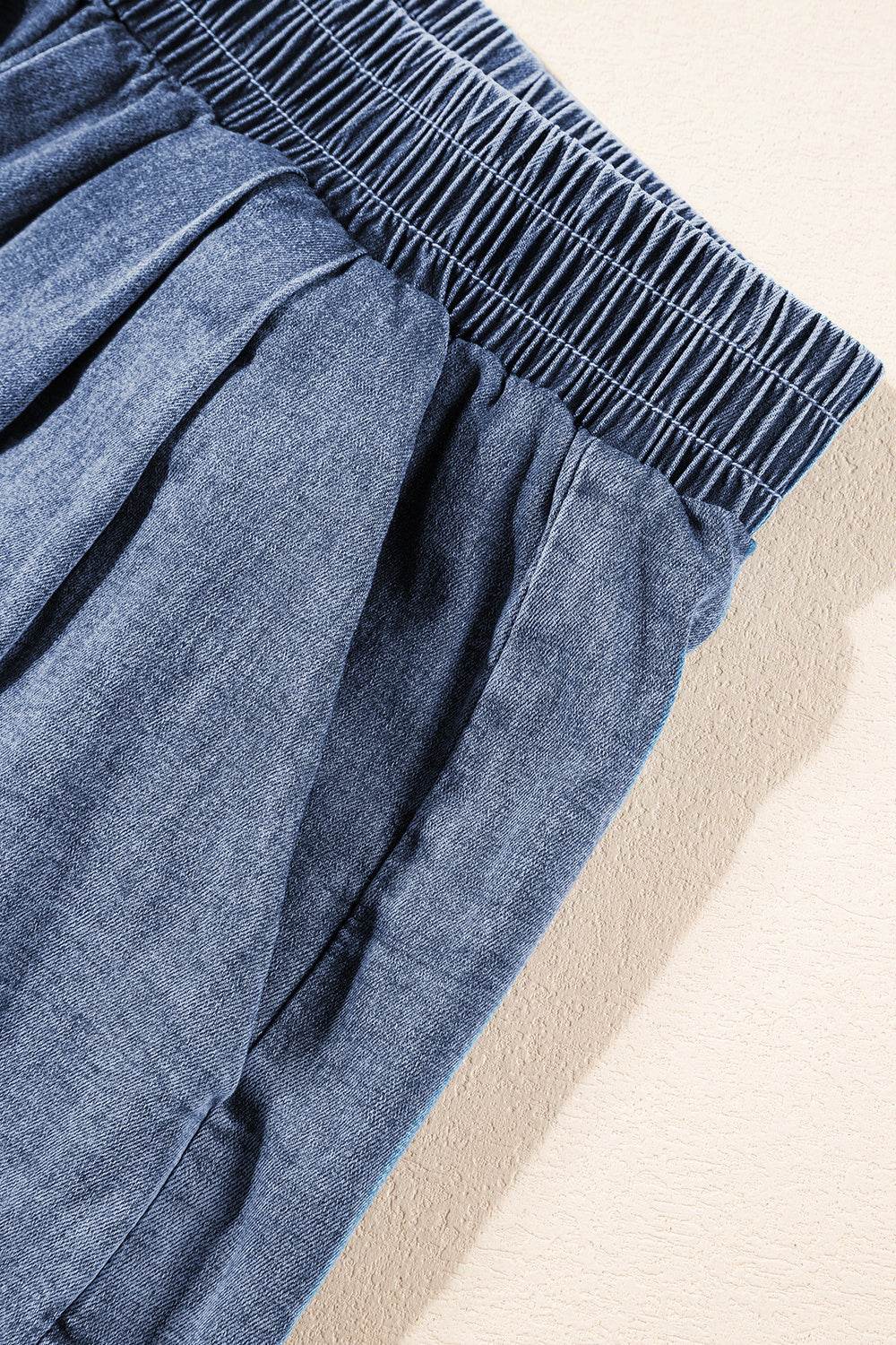 Round Neck Short Sleeve Top and Shorts Denim Set - DaTrendStore.Com