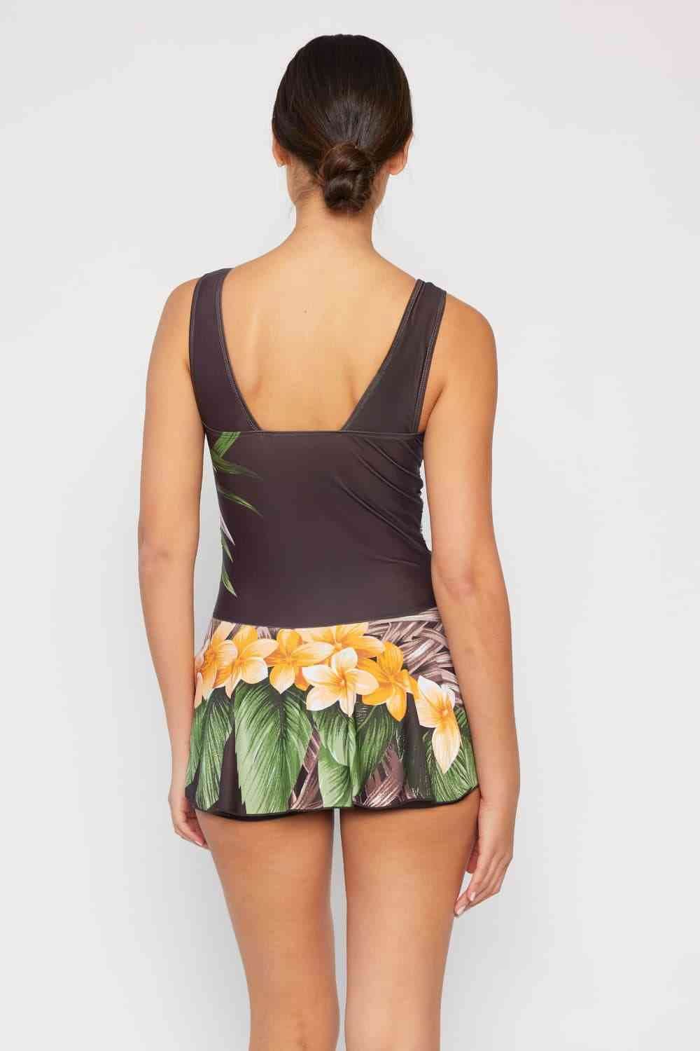 Marina West Swim Full Size Clear Waters Swim Dress in Aloha Brown - DaTrendStore.Com
