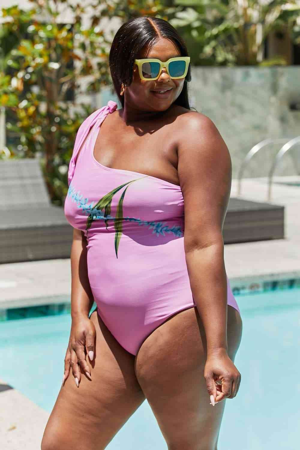 Marina West Swim Vacay Mode One Shoulder Swimsuit in Carnation Pink - DaTrendStore.Com