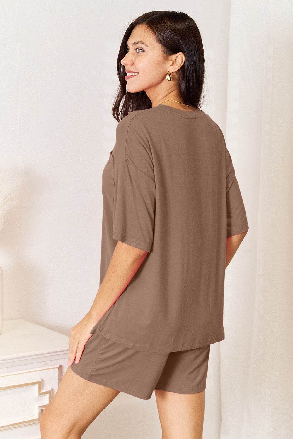 Basic Bae Full Size Soft Rayon Half Sleeve Top and Shorts Set - DaTrendStore.Com