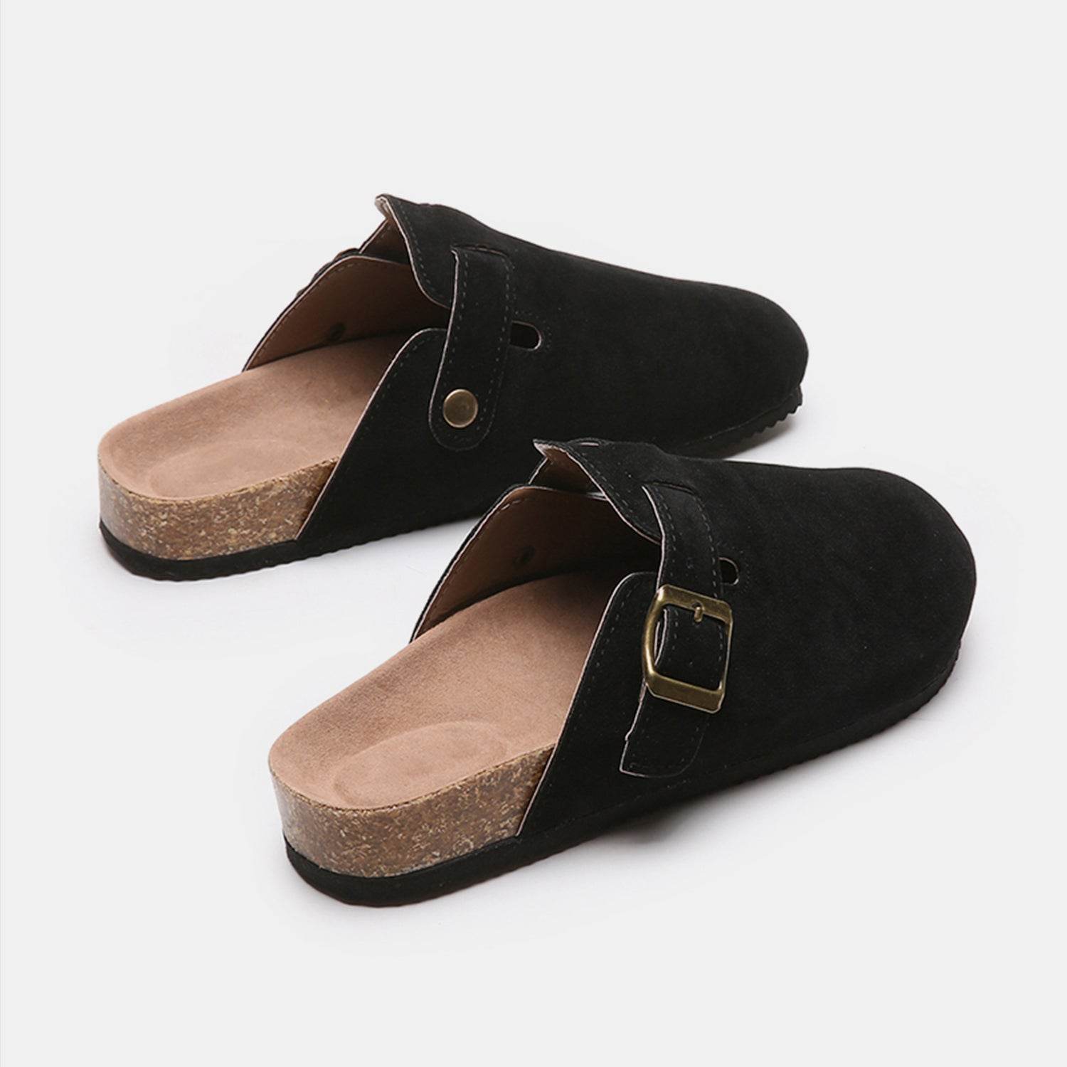 Suede Closed Toe Buckle Slide - DaTrendStore.Com