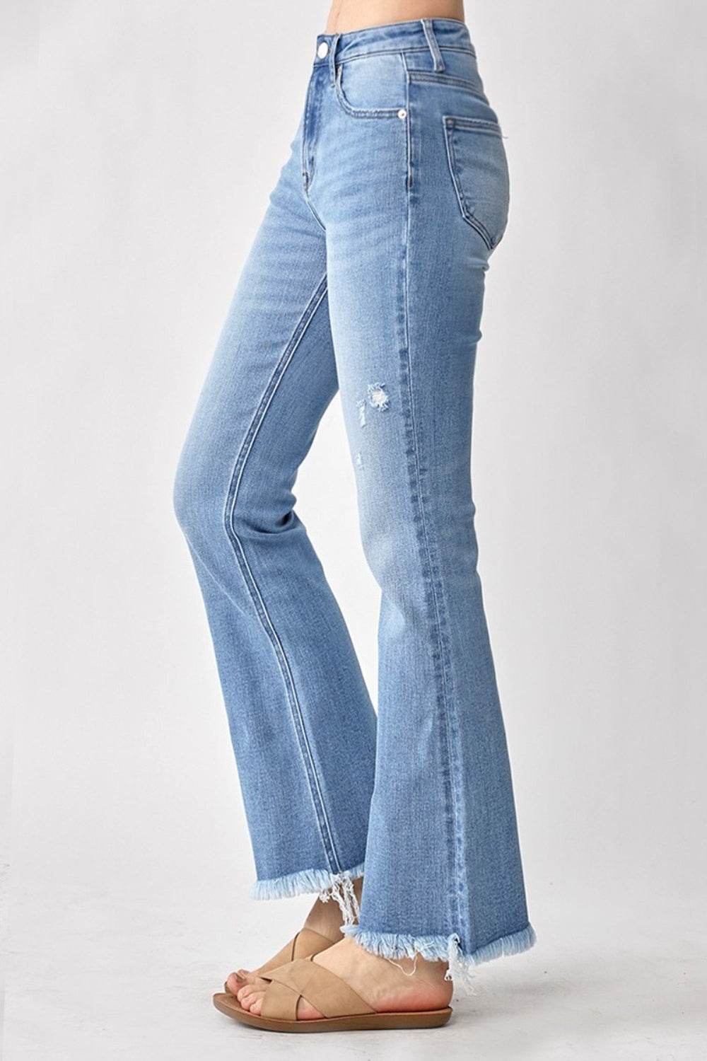 RISEN High Rise Frayed Hem Bootcut Jeans - DaTrendStore.Com