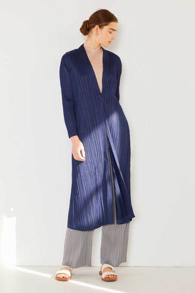 Marina West Swim Pleated Long Sleeve Cardigan - DaTrendStore.Com