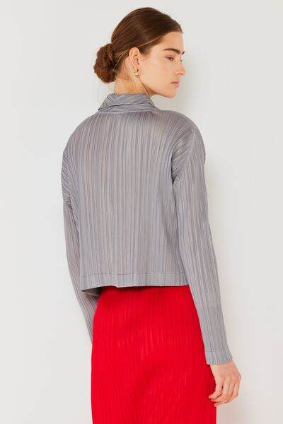 Marina West Swim Pleated Cropped Button Up Shirt - DaTrendStore.Com