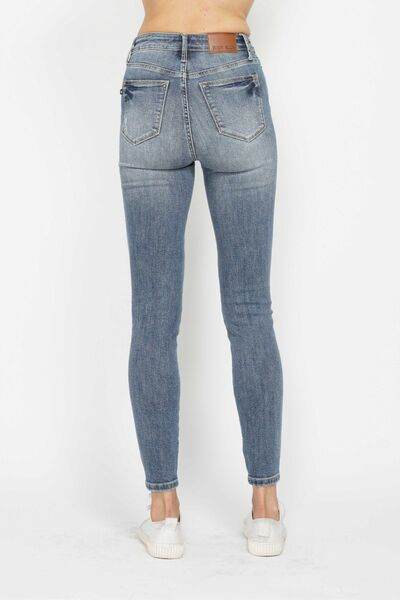Judy Blue Full Size Tummy Control Contrast Wash Skinny Jeans - DaTrendStore.Com