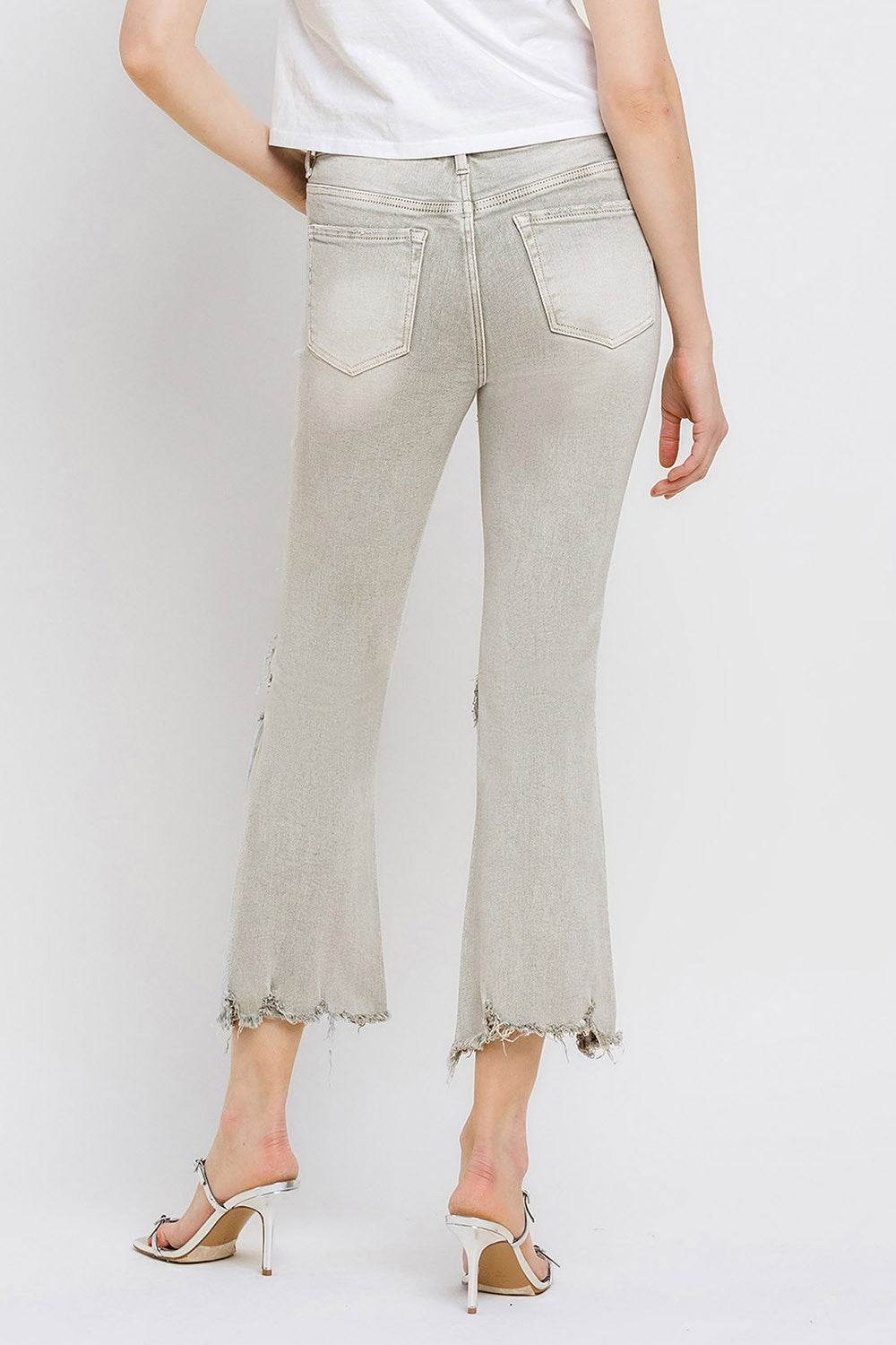 Lovervet Distressed Raw Hem Cropped Flare Jeans - DaTrendStore.Com