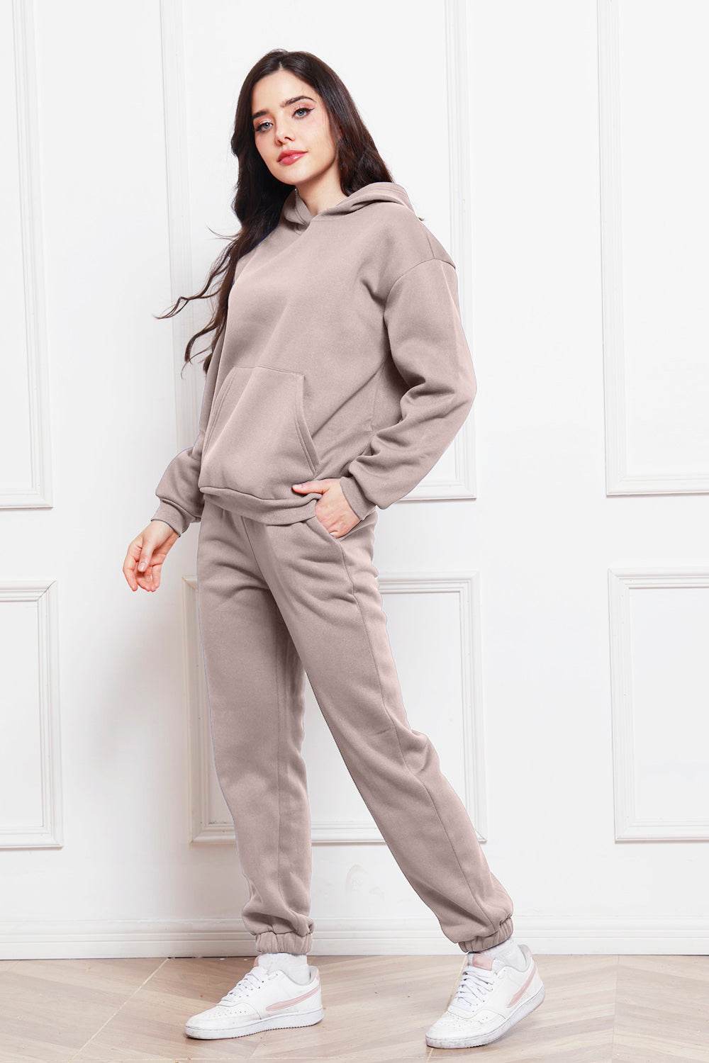 Drop Shoulder Long Sleeve Hoodie and Pants Set - DaTrendStore.Com